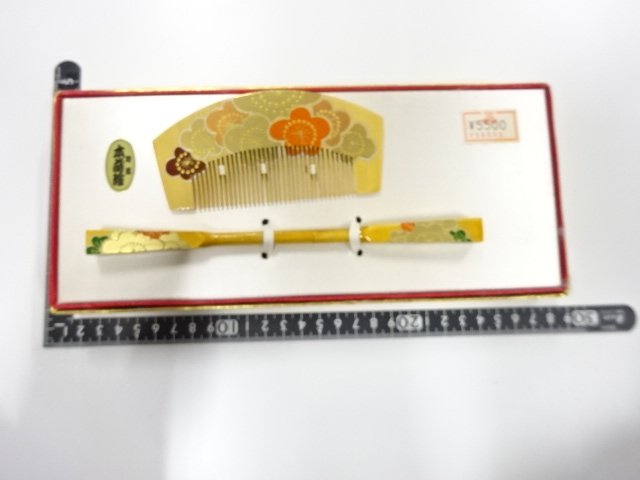  アンティーク　漆塗り蒔絵　櫛・笄セット